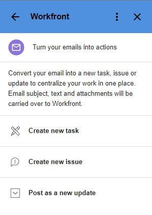 workfronts g suite integration email actions