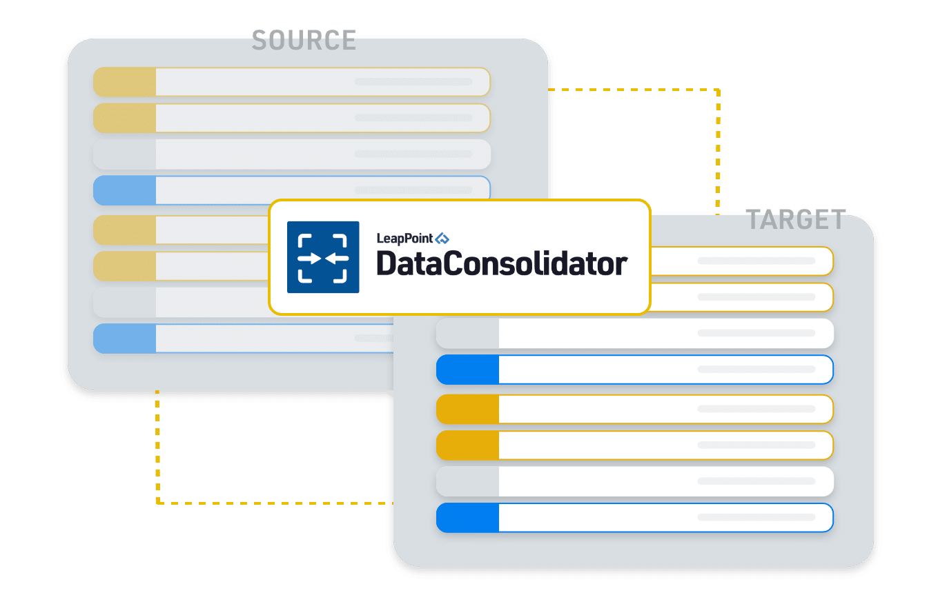 LeapPoint DataConsolidator source and target workflow