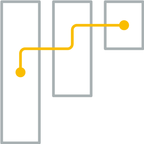 Gray bar graph with a wavy yellow line and dots in the center