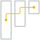 Gray bar graph with a wavy yellow line and dots in the center