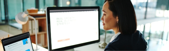 Woman working on a desktop