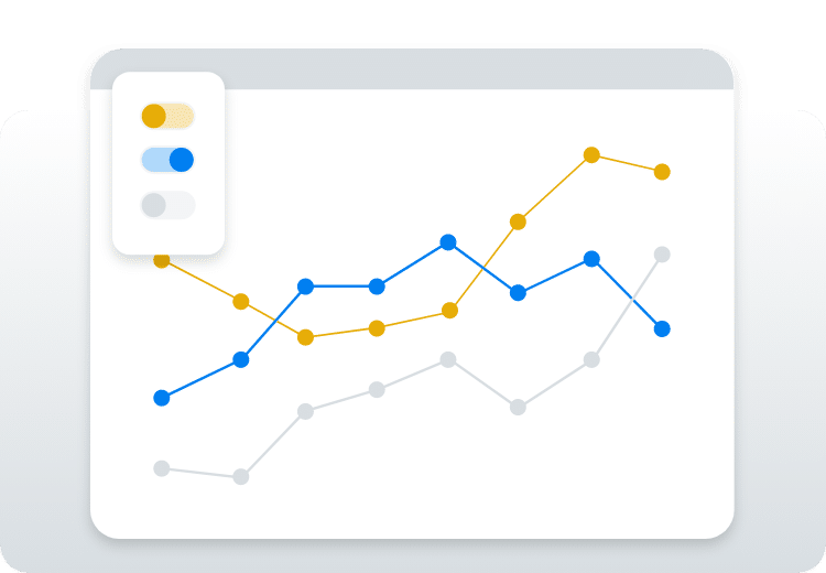 Line graph with three lines and many data points