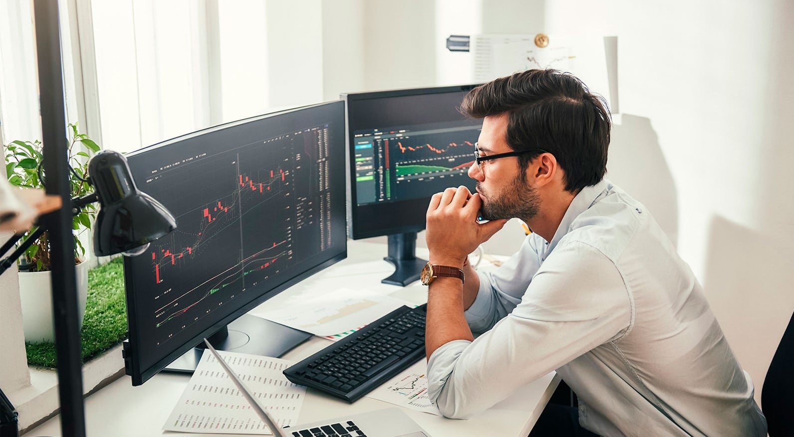 Man looking at a screen