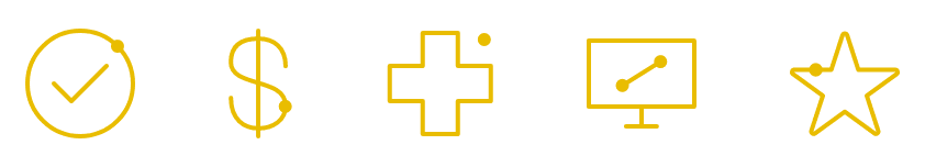 check, dollar, plus, screen, star Icons